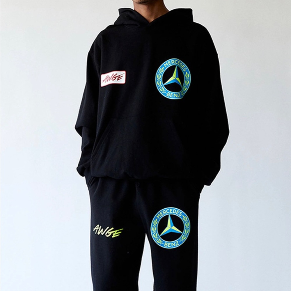 AWGE X Mercedes Benz - ASAP Mob A$AP Rocky Long Sleeve Black Pants Sweats Hoodie - Picture 5 of 8